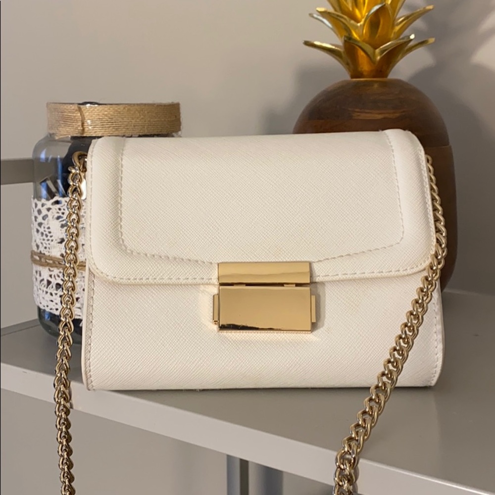 White and gold crossbody/clutch